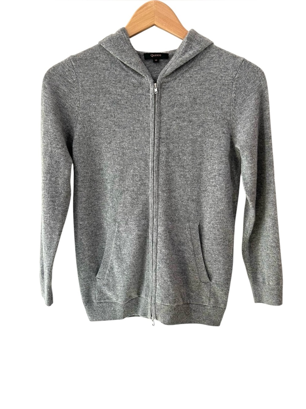Quince Girls Cashmere Full Zip Hoodie 10 Grey unisex kids washable